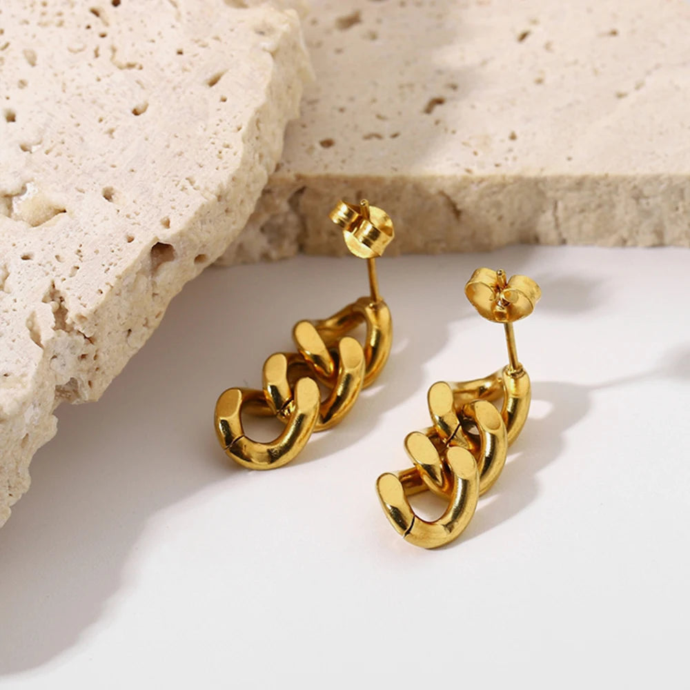 Punk Cuban Link Chain Stud Earrings