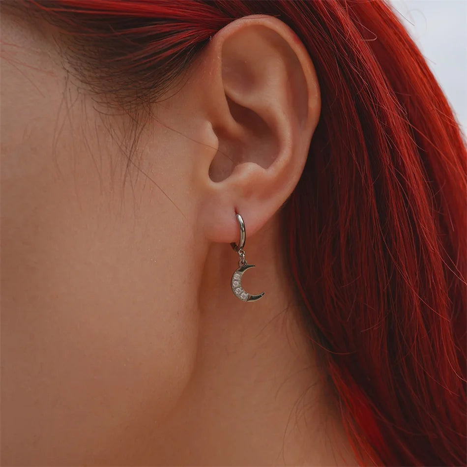 Hoop Earrings Aesthetic Star Moon