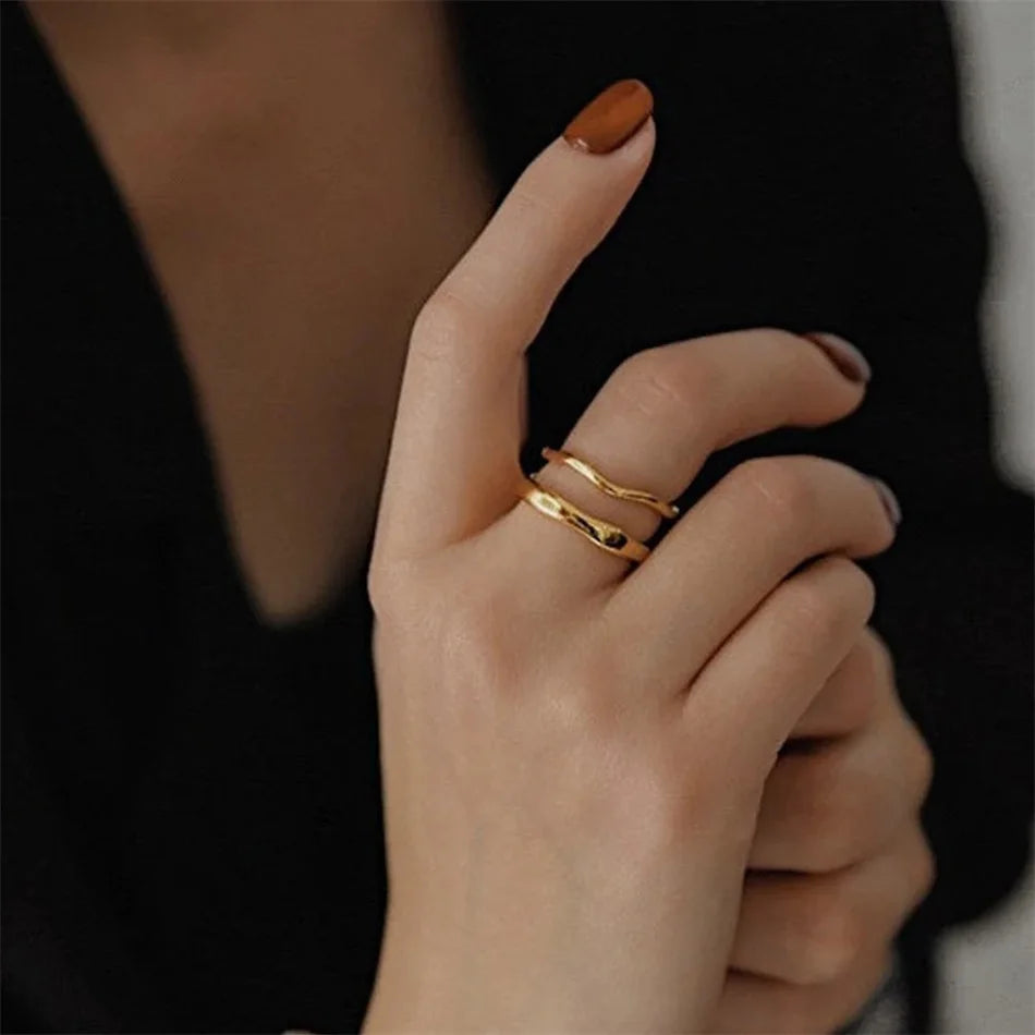 Irregular Wave Rings Trendy