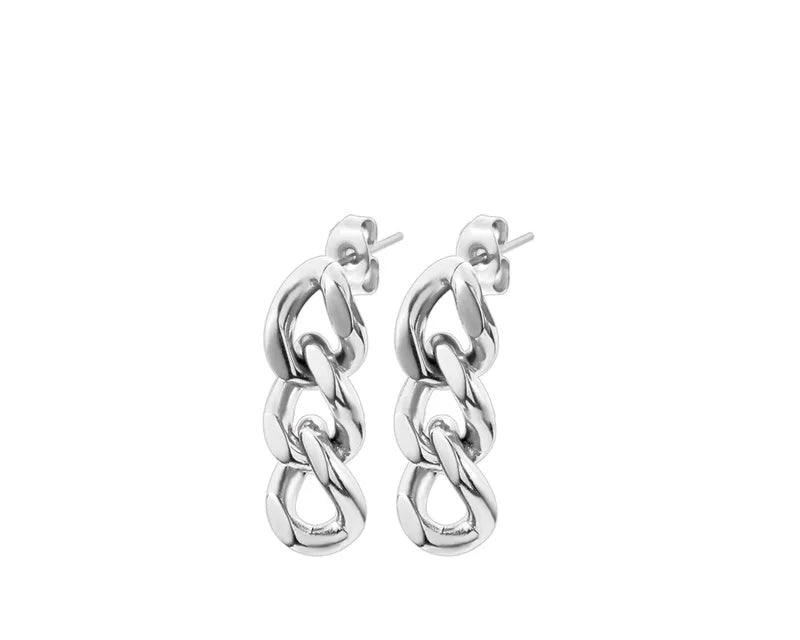 Cuban Link Chain Stud Earrings for Fashion Women