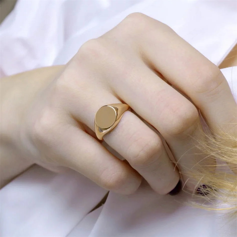 Women Signet Ring, Chunky Round