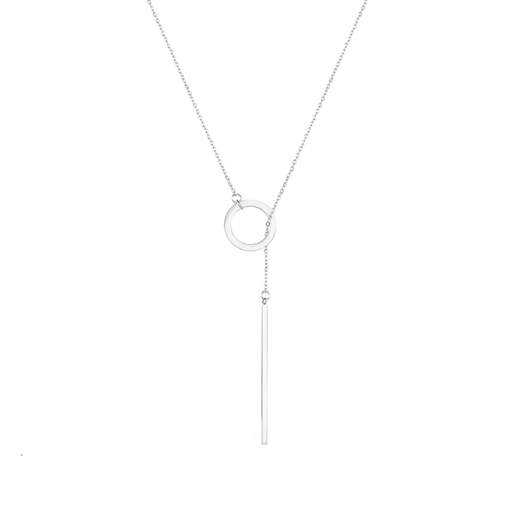 Minimalist Round Rod Pendant Necklace