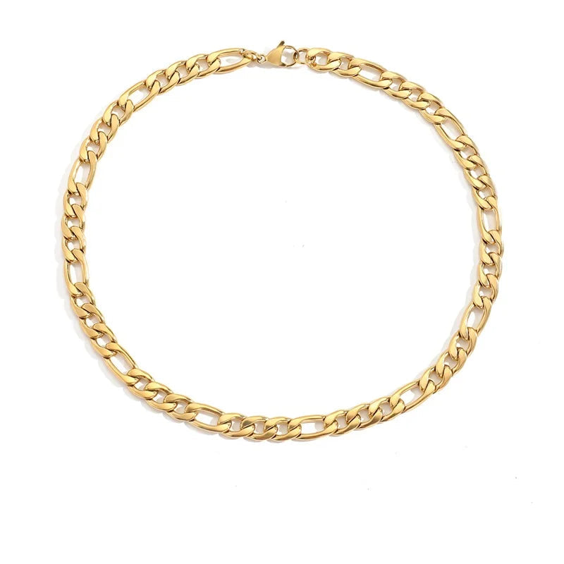 Figaro Link Chains Necklace Cuban Chain Choker 4MM/6MM/8MM