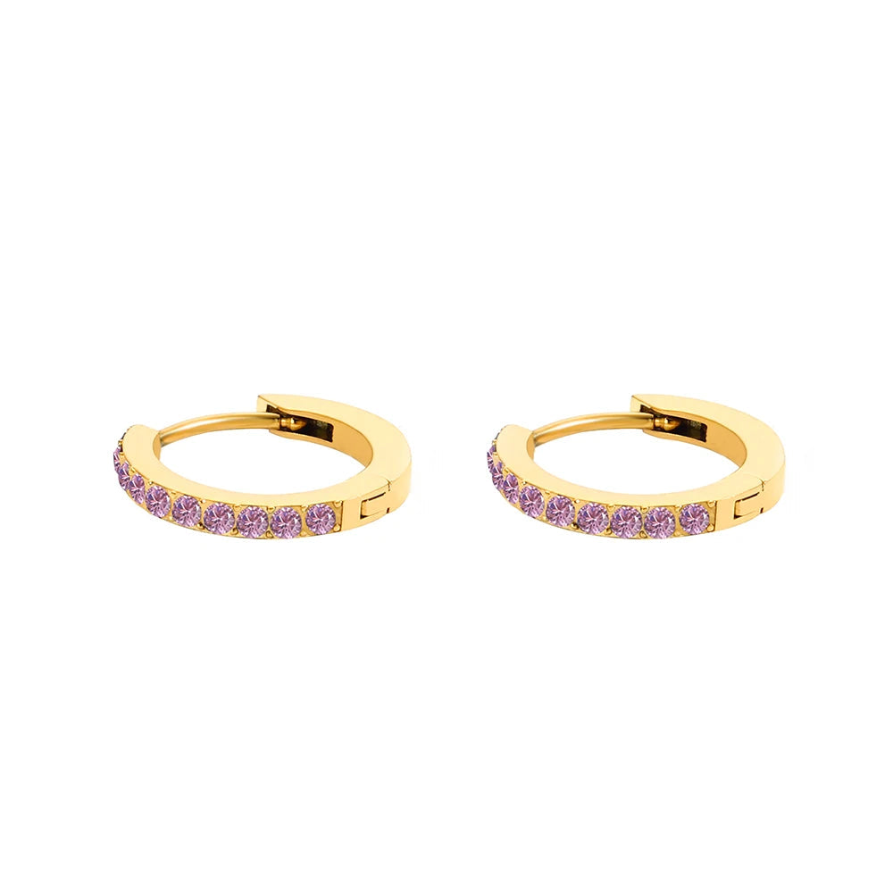 Birthstone Earrings Minimalist Huggie