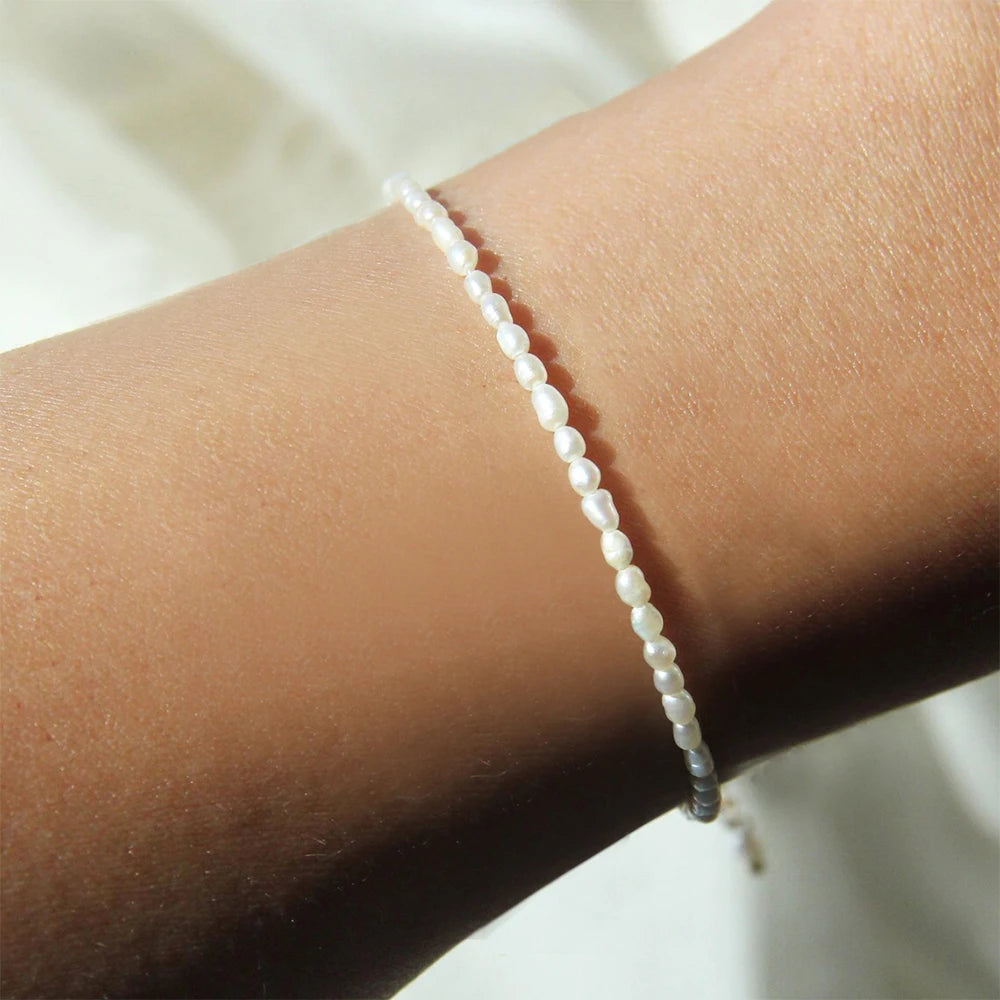 Imitation Pearl Bracelet Oval Pearl Steel Bracelet Women's Holiday Gift