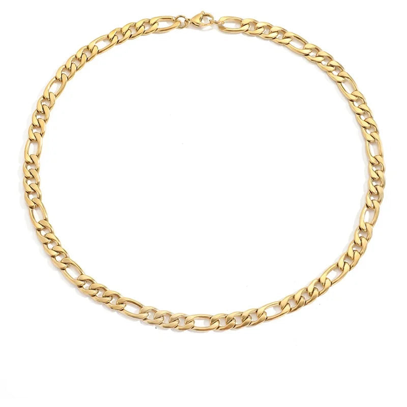 Figaro Link Chains Necklace Cuban Chain Choker 4MM/6MM/8MM