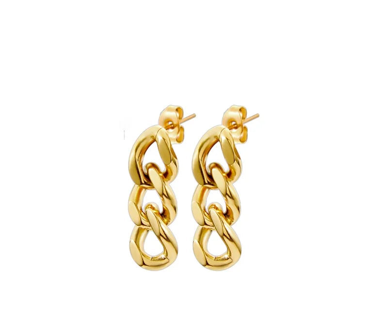 Cuban Link Chain Stud Earrings for Fashion Women