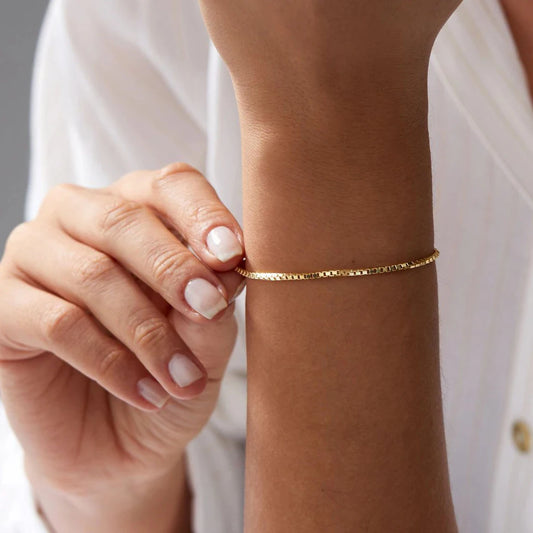 Box Chain Bracelet Gold Color Bracelets Charm Friendship Bracelets for Women