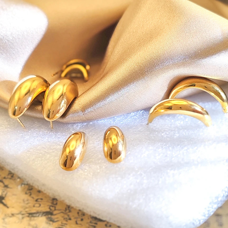 Simple Women Chunky Hoops Earrings