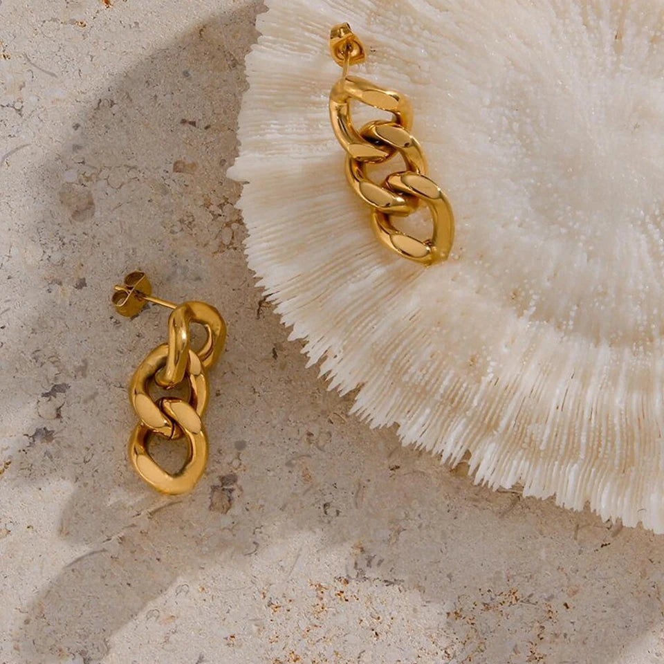 Punk Cuban Link Chain Stud Earrings