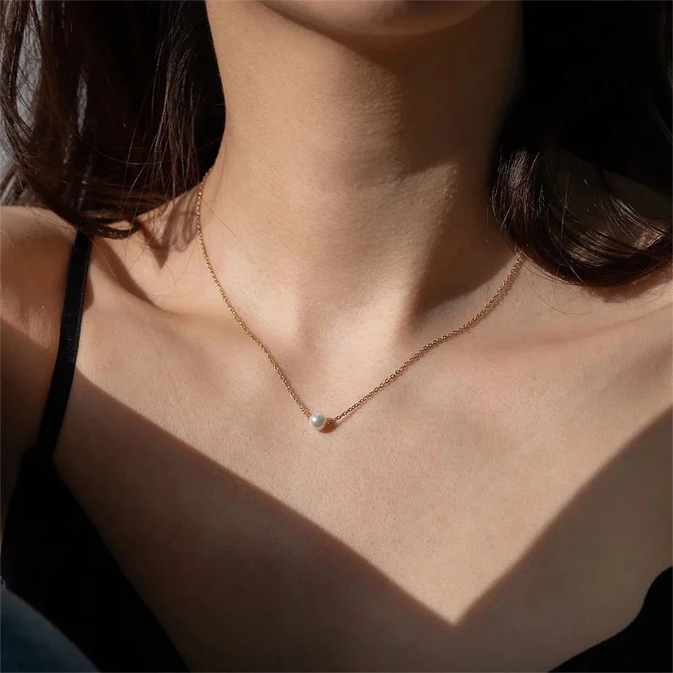 5MM Imitation pearls Pendant Necklace
