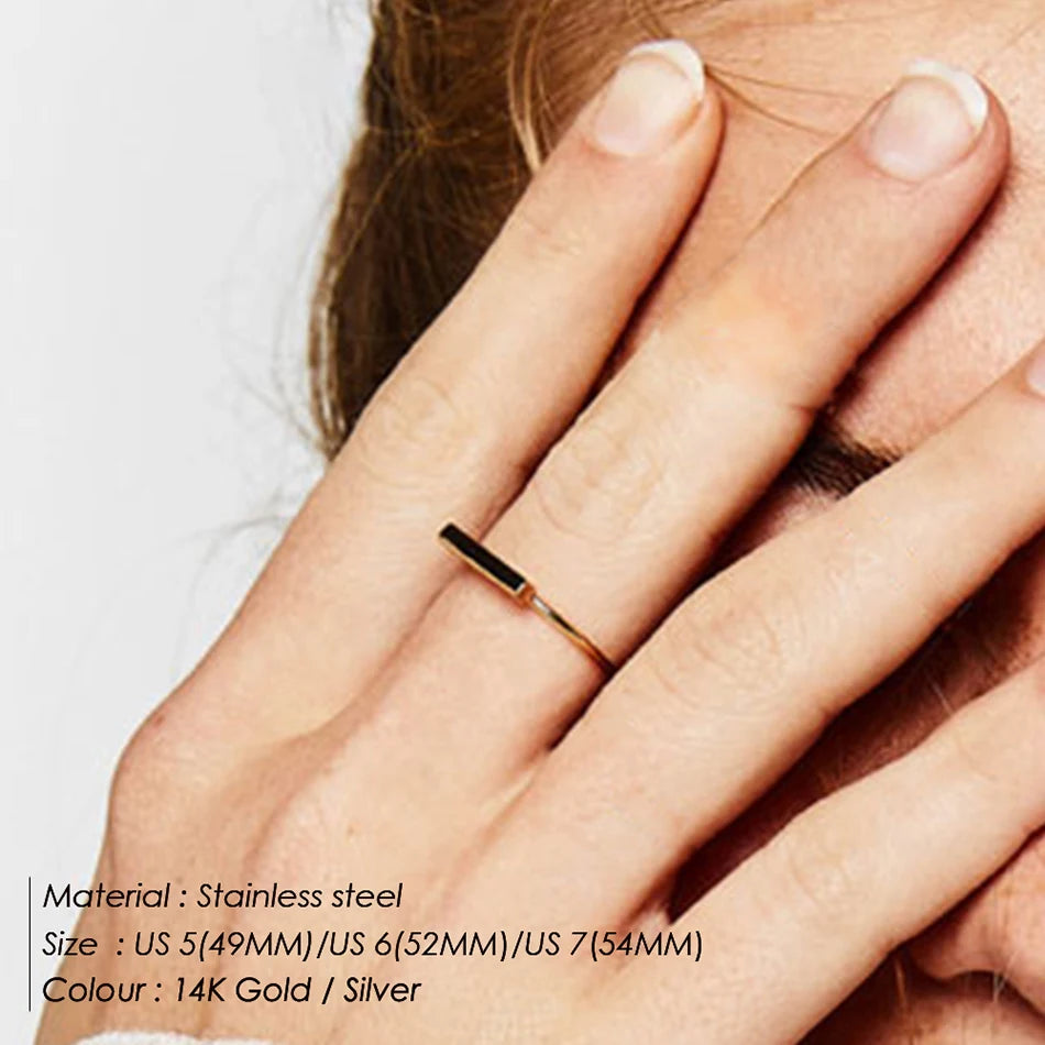 BELLUCCIE Trendy Stainless Steel Rings for Women Vintage Geometric Pinky Ring Dainty Stackable Round Midi Rings Jewellery