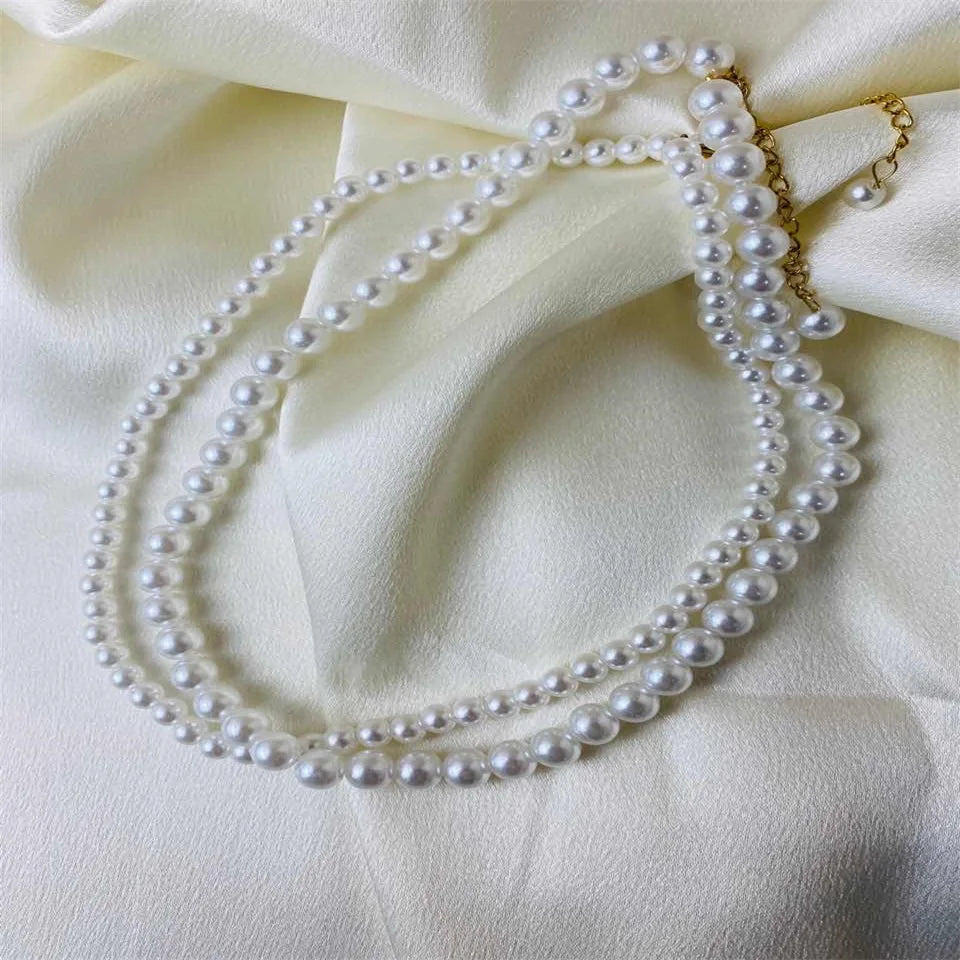 New Imitation Pearl Necklaces Round Multi Size White Pearl