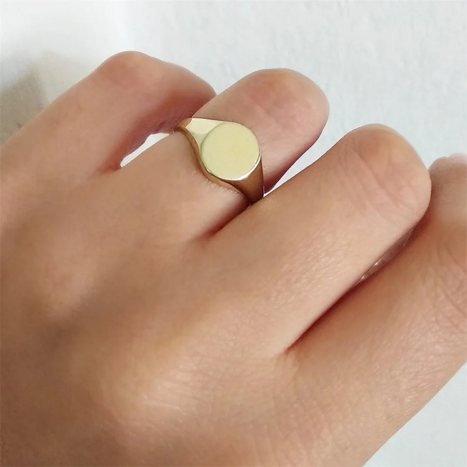 Women Signet Ring, Chunky Round