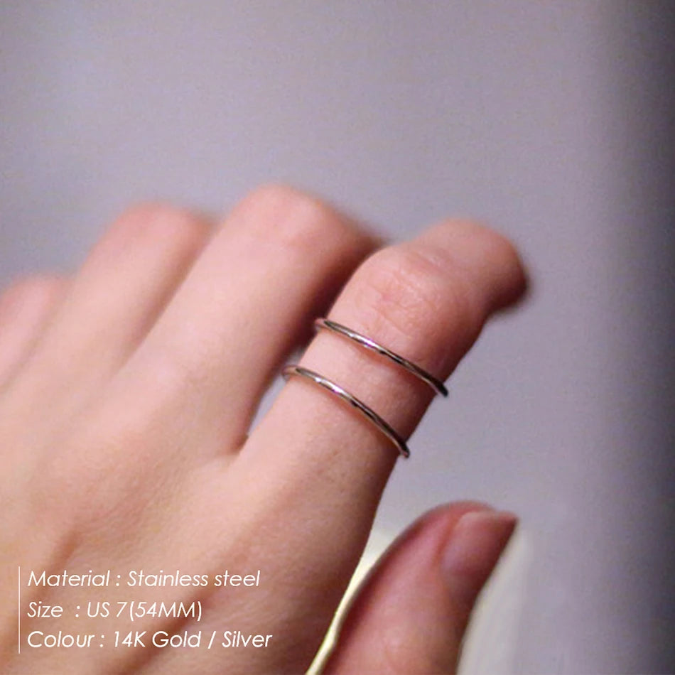 BELLUCCIE Trendy Stainless Steel Rings for Women Vintage Geometric Pinky Ring Dainty Stackable Round Midi Rings Jewellery