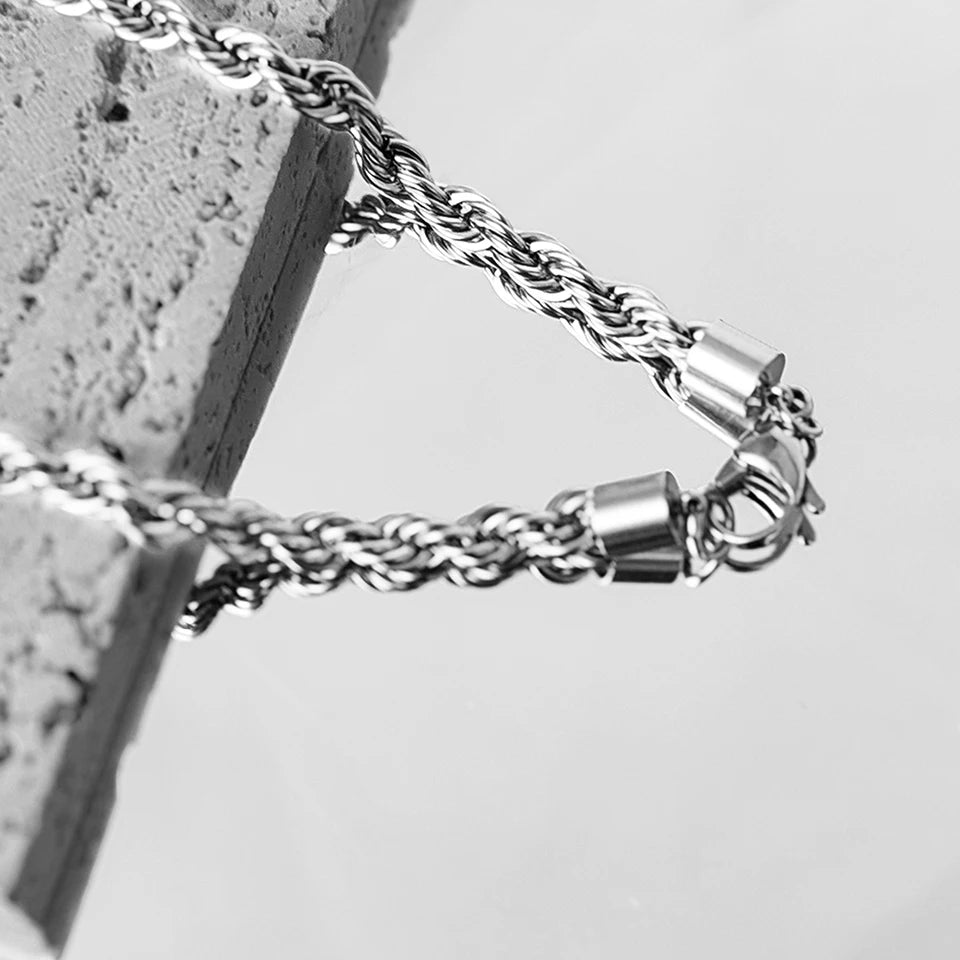 2/3/4/5MM Rope Chain Necklace Silver Color