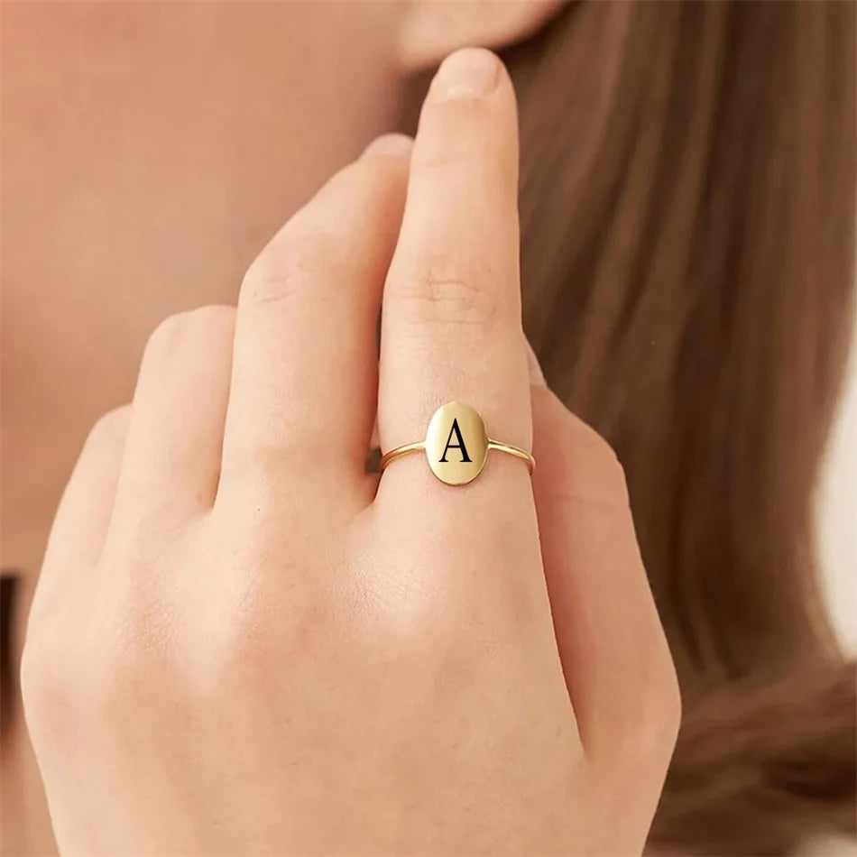 Initial Constellation oval Ring