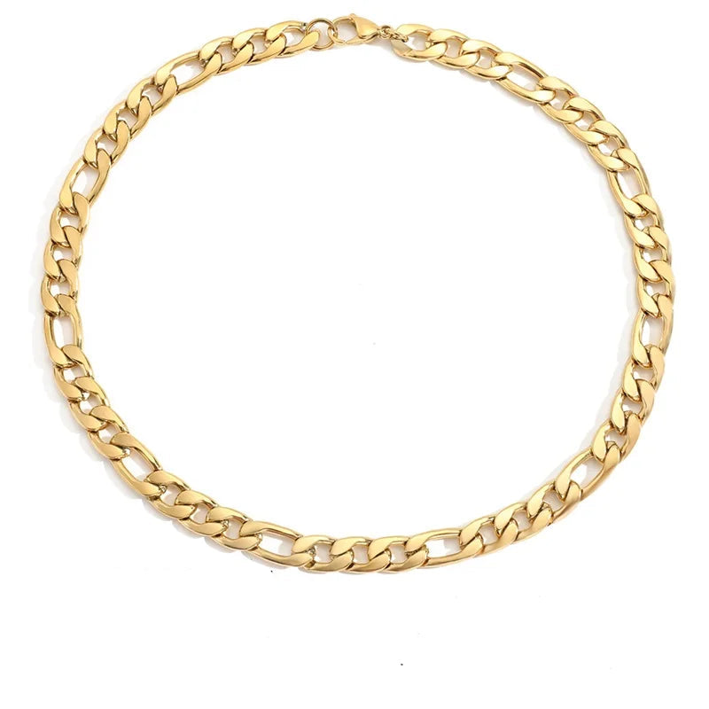 Figaro Link Chains Necklace Cuban Chain Choker 4MM/6MM/8MM