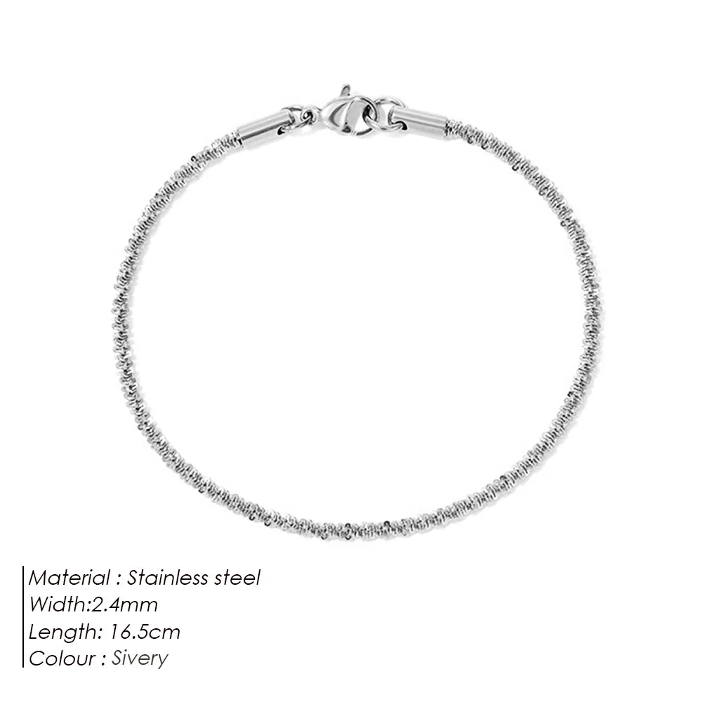 Silver Color Twist chain  Adjustable Bracelet
