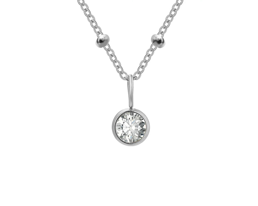 Box Chain Birthstone Necklace 12 Color Zirconia