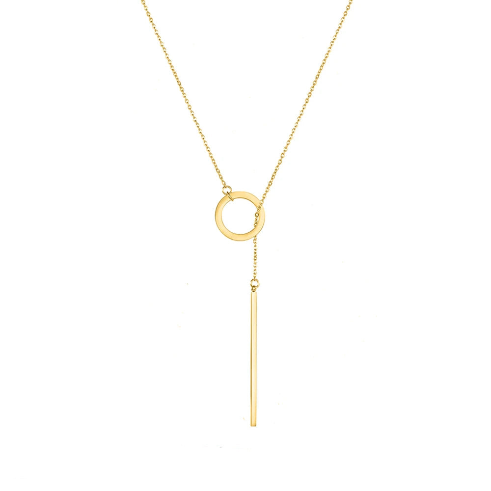 Minimalist Round Rod Pendant Necklace