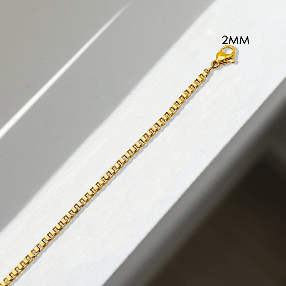 Box Chain Bracelet Gold Color Bracelets Charm Friendship Bracelets for Women