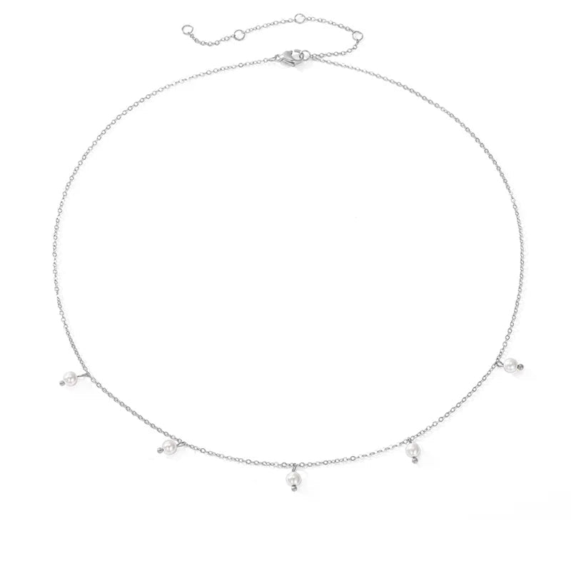 Tassel Imitated Pearl Choker Necklaces