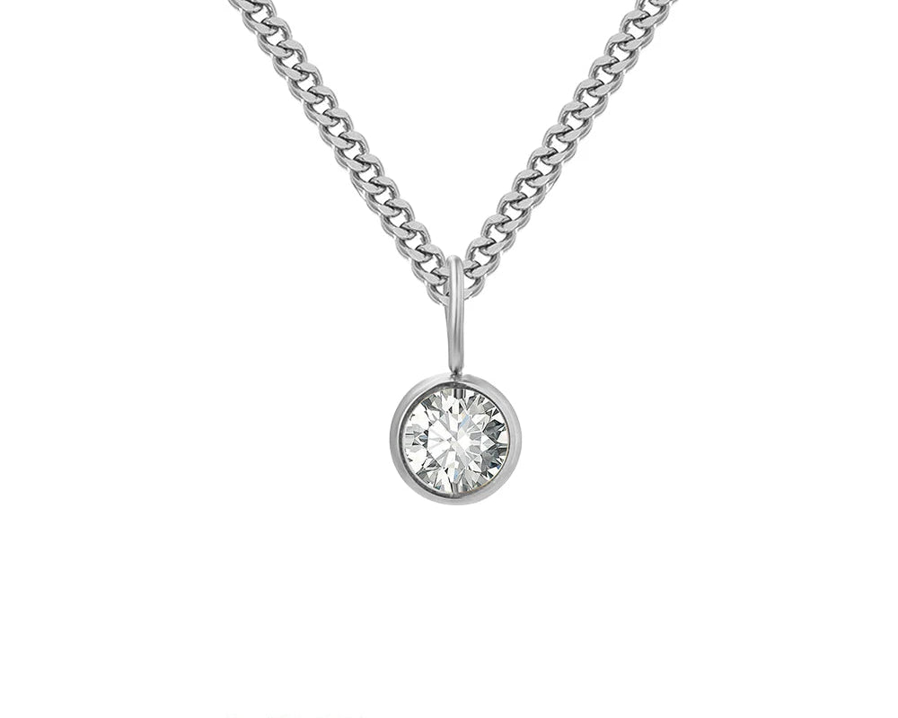 Box Chain Birthstone Necklace 12 Color Zirconia