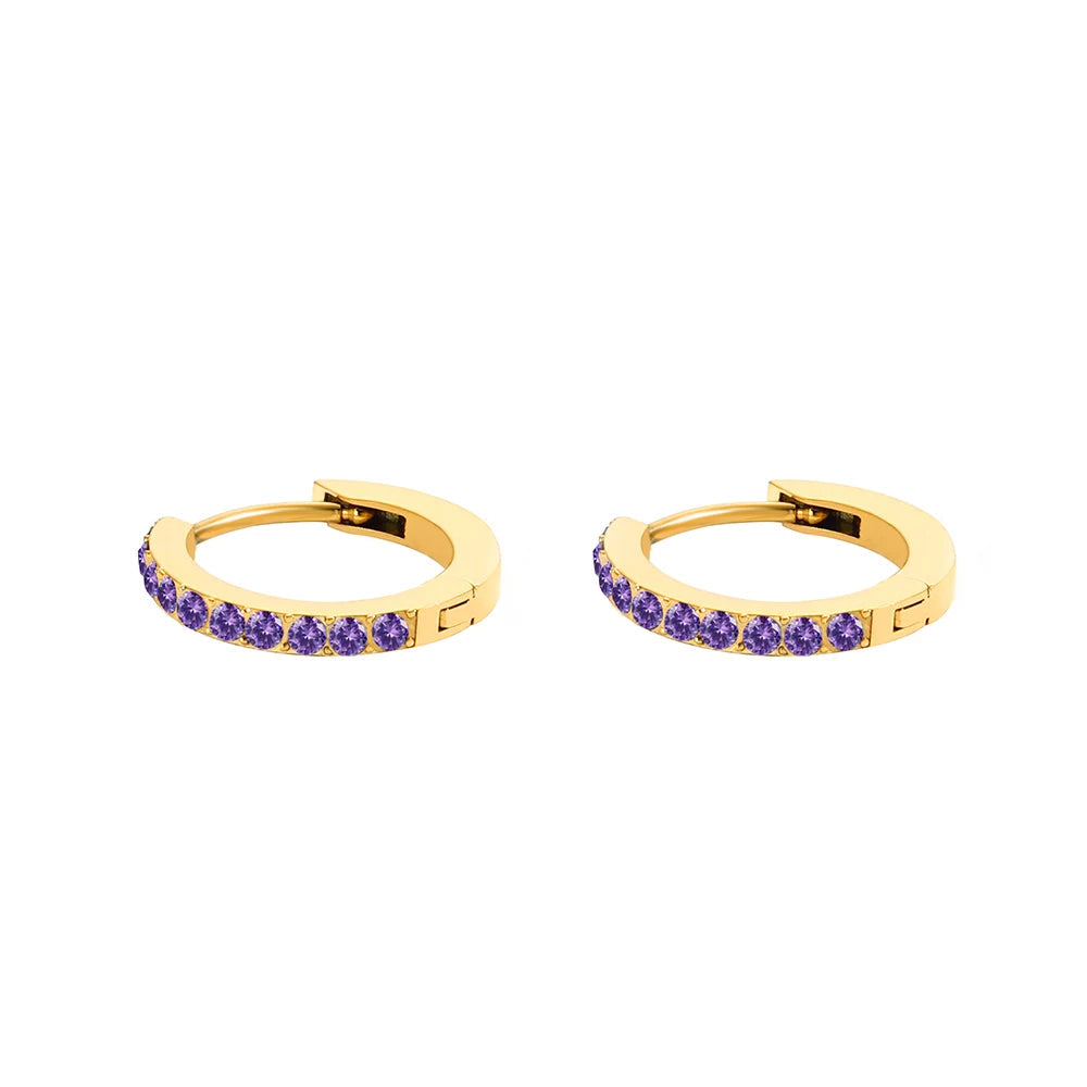 Birthstone Earrings Minimalist Huggie