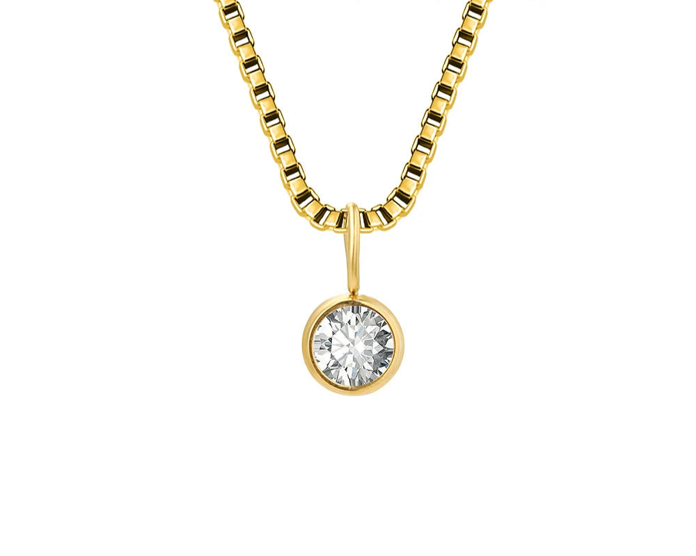 Box Chain Birthstone Necklace 12 Color Zirconia