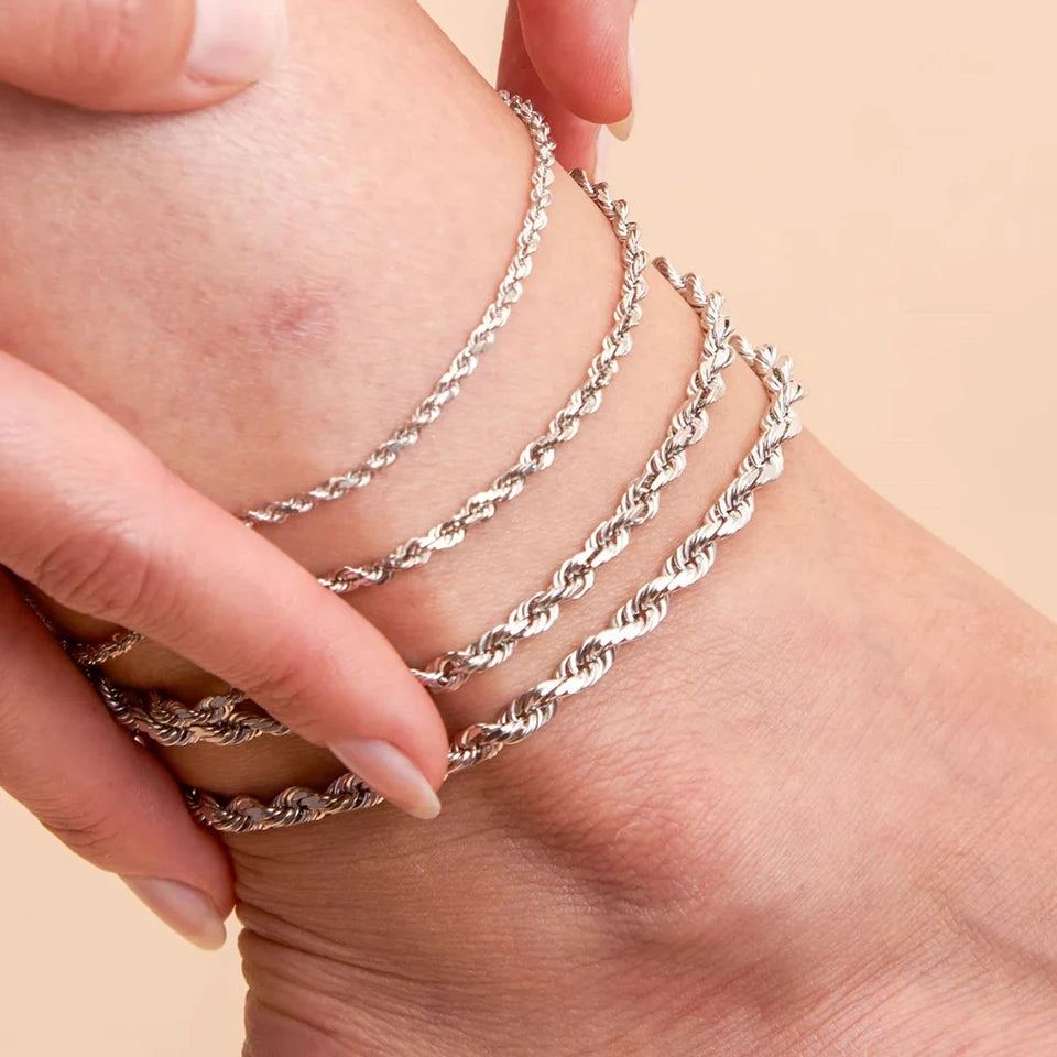 Silver Color Rope Chain Link Anklets
