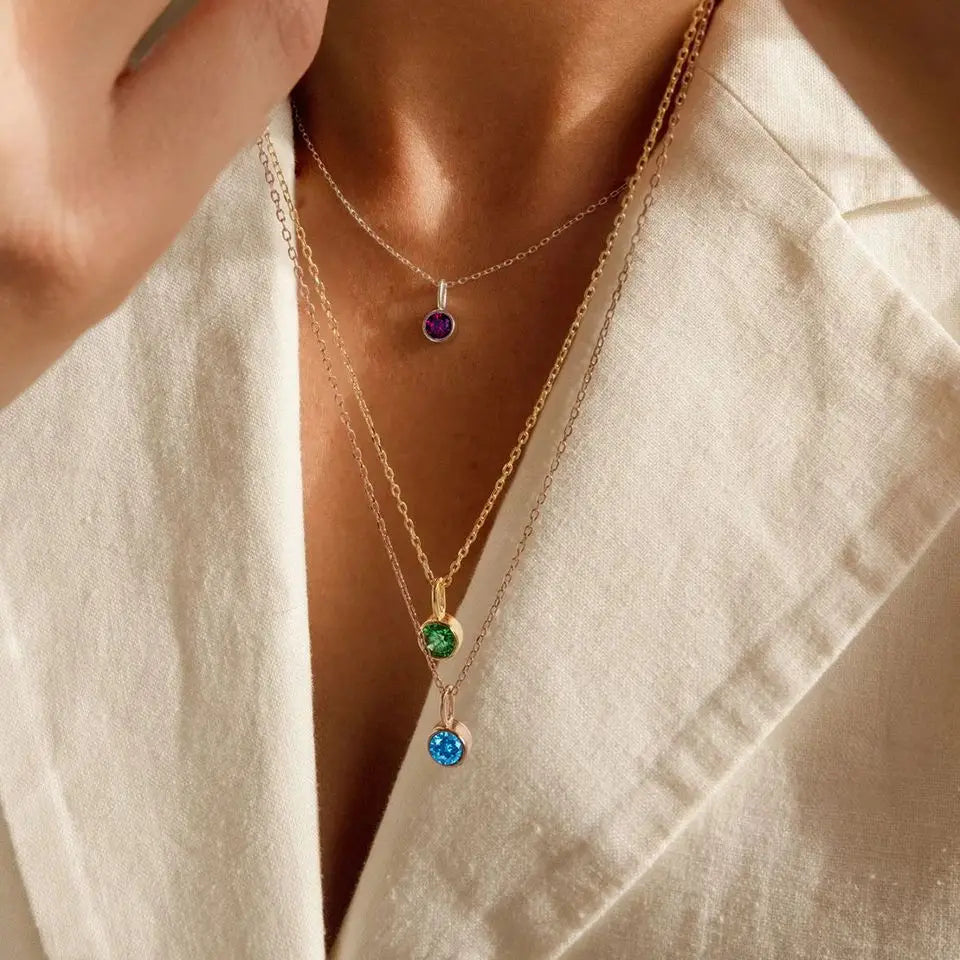 Birthstone Set Necklace Zirconia