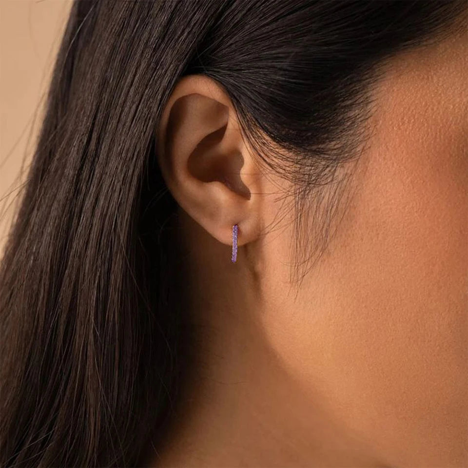Birthstone Earrings Minimalist Huggie
