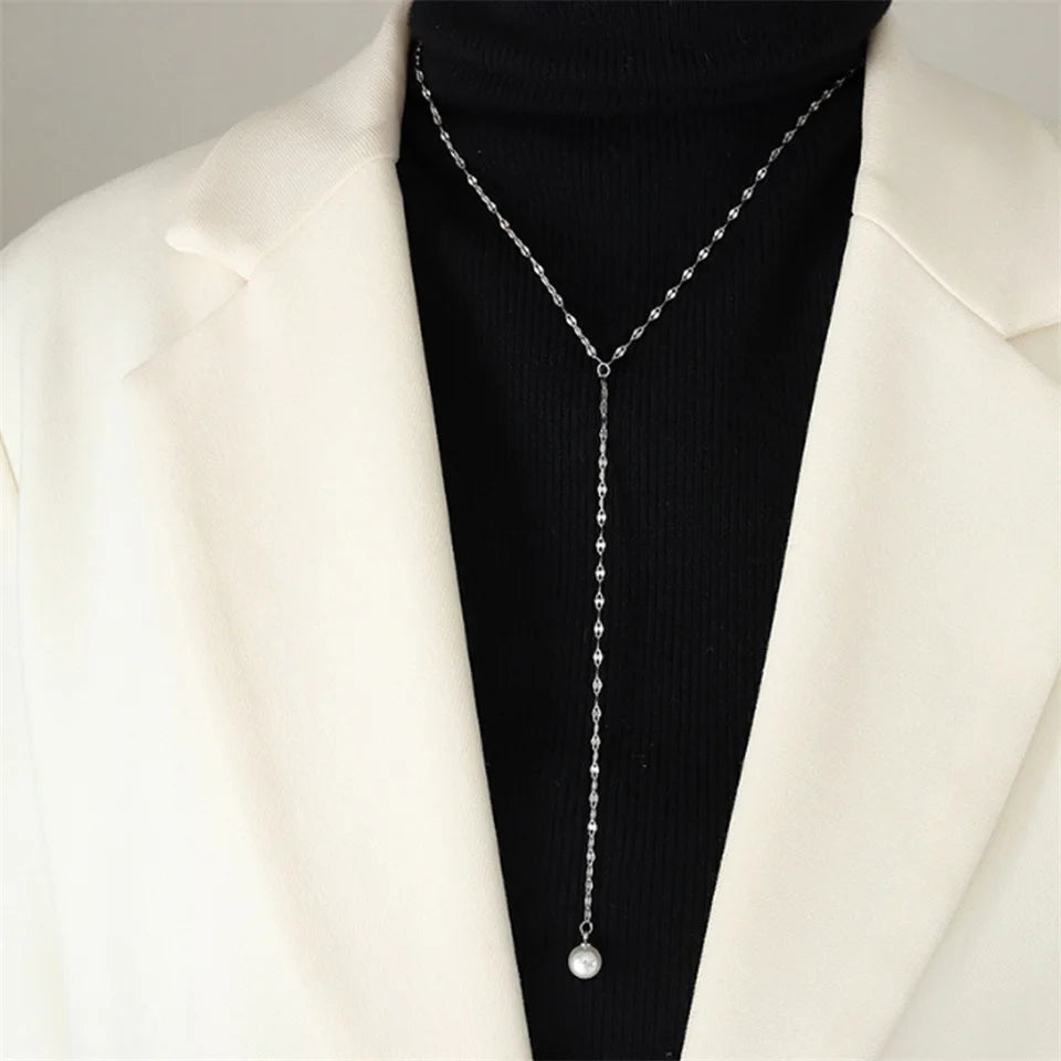 Imitation Pearl Y Necklaces Round Pearl Wedding Necklaces