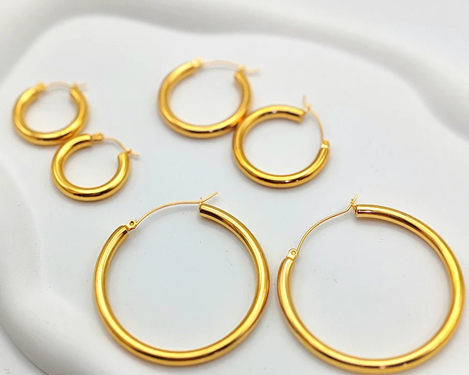 Fashion Gold Size Circle Earrings