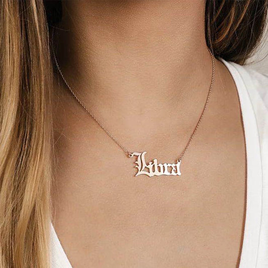 Letter 12 Zodiac Necklace Women Constellation Chain Choker Necklace