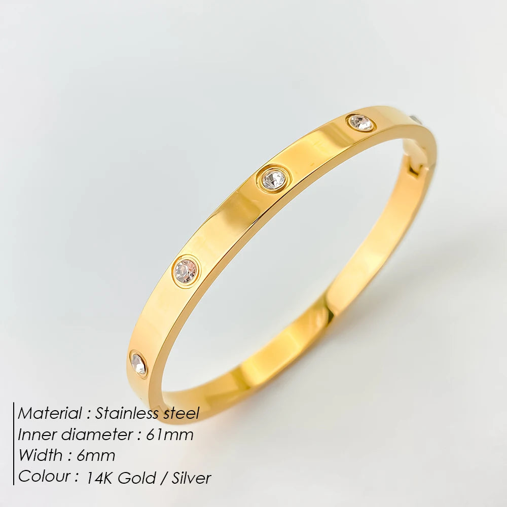BELLUCCIE Stainless Steel Shiny Rhinestone Women's Fashion Bangle Punk Jewelry Holiday Gifts Factory Direct