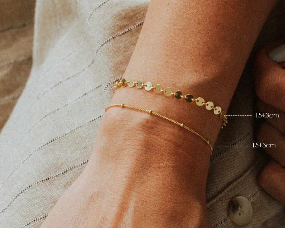 Three Layered Coin Chain Cuban Chain Twist Chain Bracelet