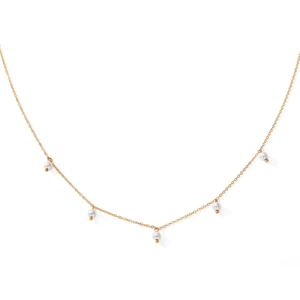 Tassel Imitated Pearl Choker Necklaces
