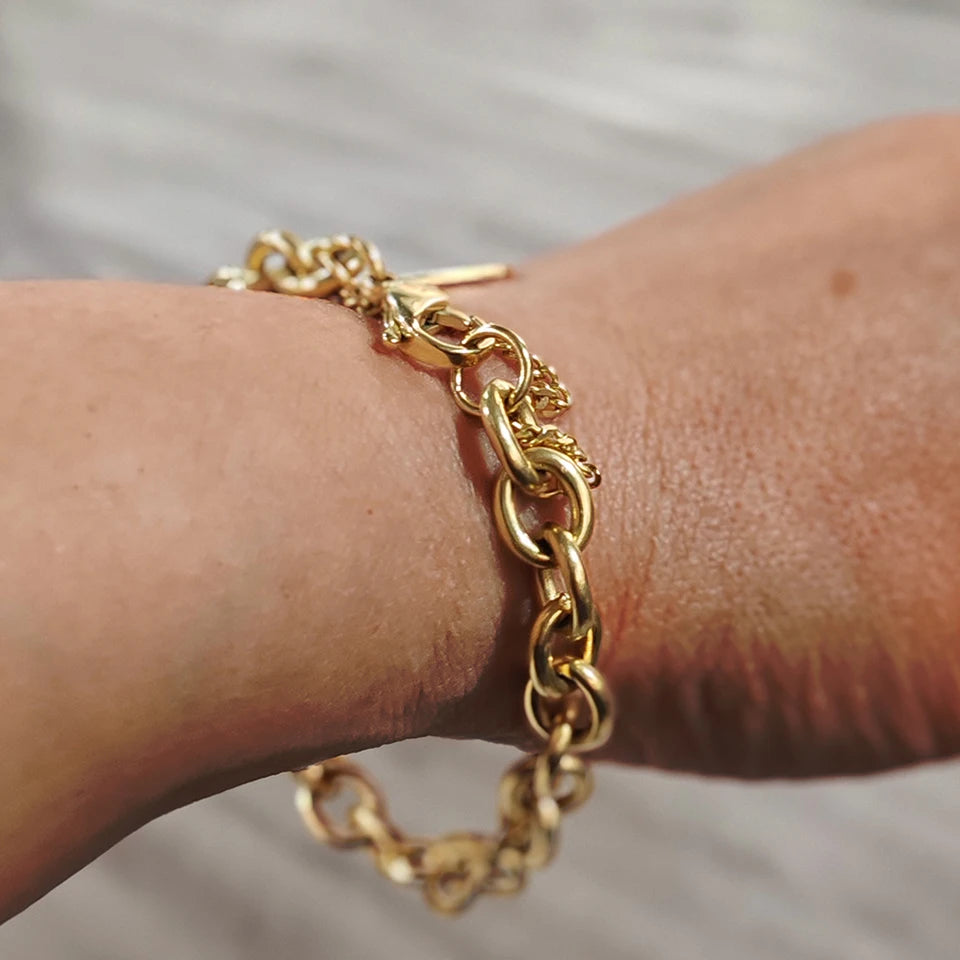 BELLUCCIE 10CS Punk Stainless Steel Chain Bracelet Handmade Chain Fashion Jewelry Women Gift Wedding Bracelet Birthday Party