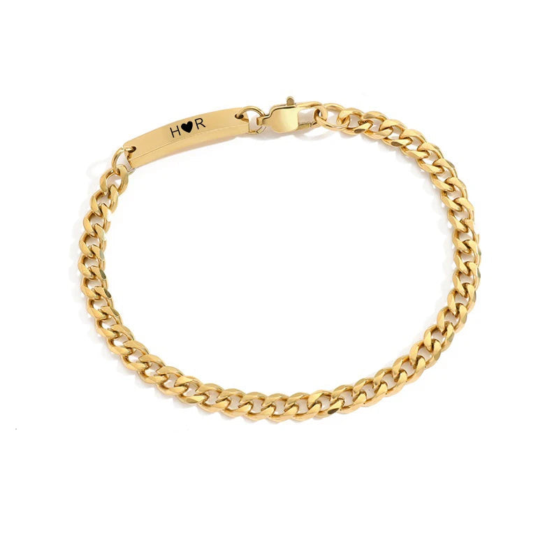 Personalized Carving  Curb Chain  Bracelets