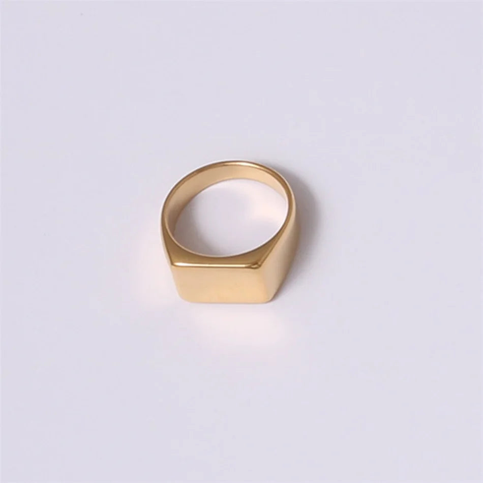 BELLUCCIENew Engraving Message Jewelry Gift Minimalist Letter Word Suqare Stainless Steel Ring Water Resistant Ring For Women