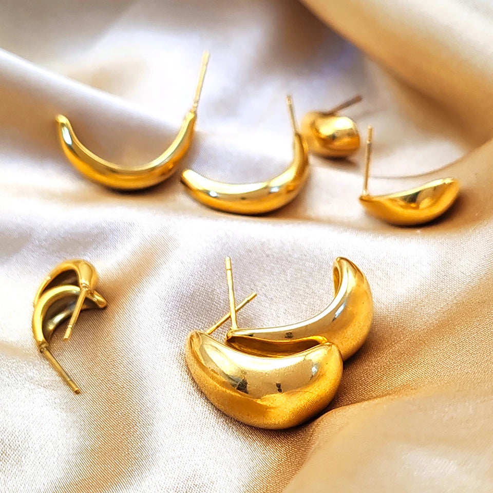 Simple Women Chunky Hoops Earrings