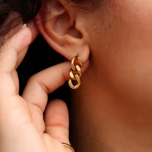 Punk Cuban Link Chain Stud Earrings