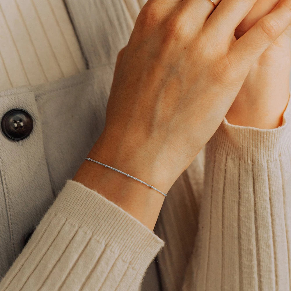 Silvery Simple Female Dainty Chain Bracelet
