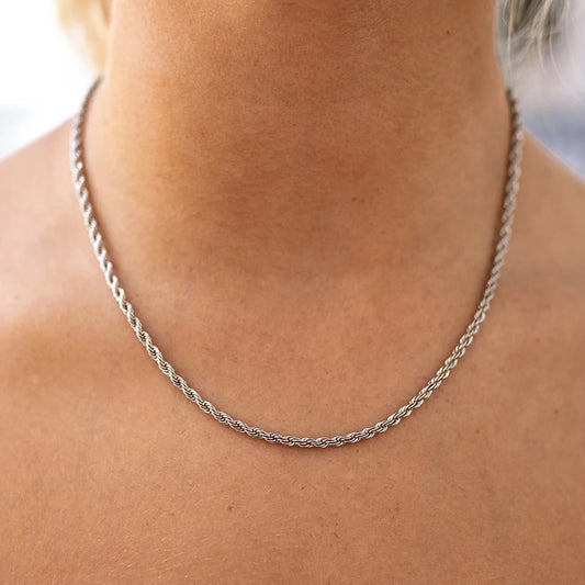 2/3/4/5MM Rope Chain Necklace Silver Color