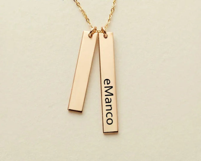 Code Engraving Customize Square Bar  Necklace