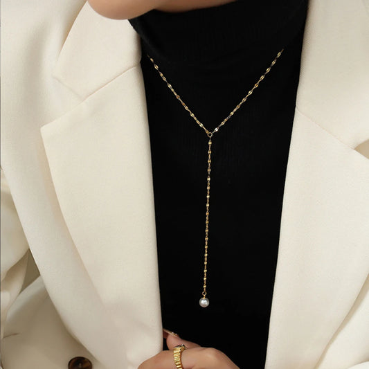Imitation Pearl Y Necklaces Round Pearl Wedding Necklaces
