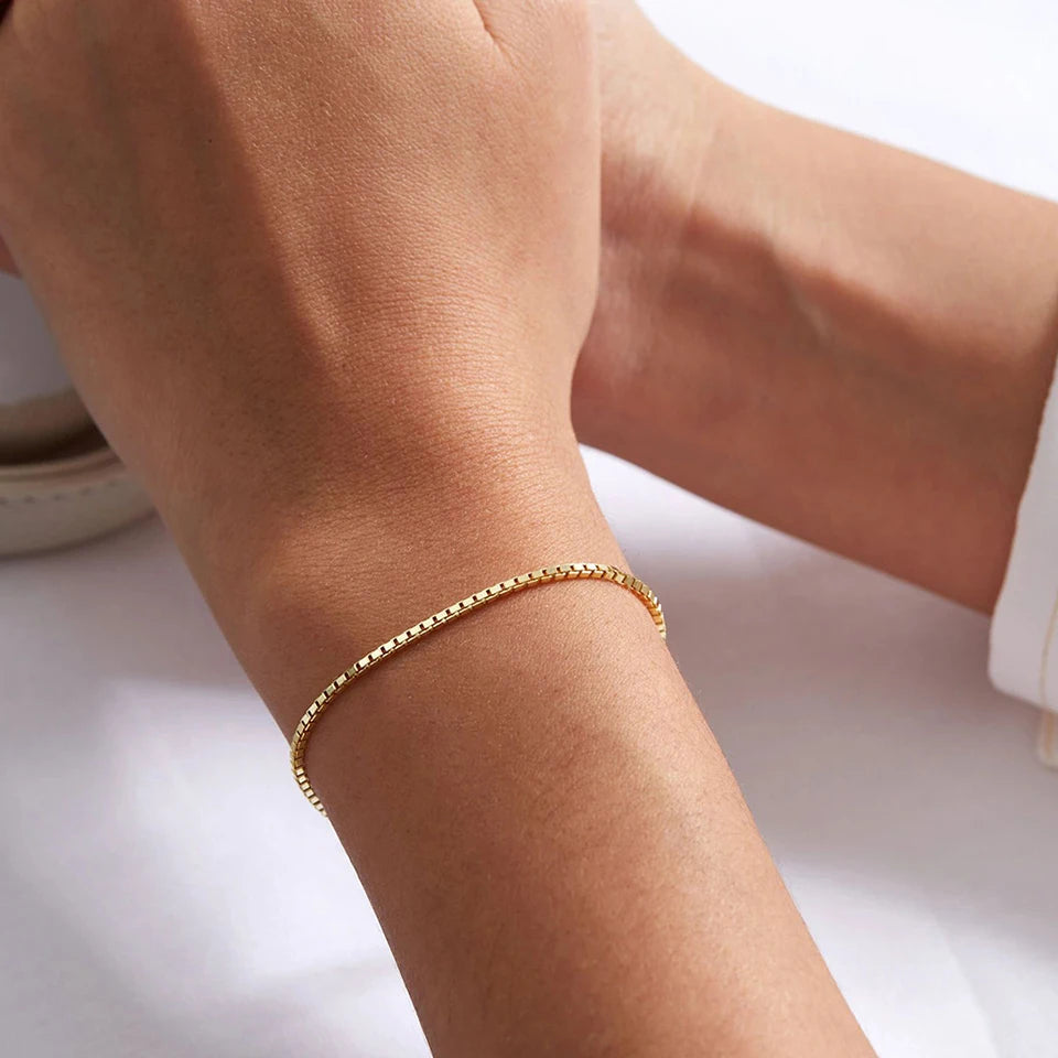Box Chain Bracelet Gold Color Bracelets Charm Friendship Bracelets for Women