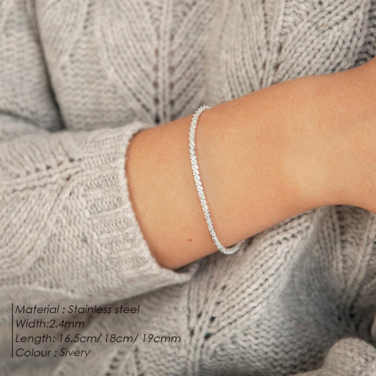 Silver Color Twist chain  Adjustable Bracelet